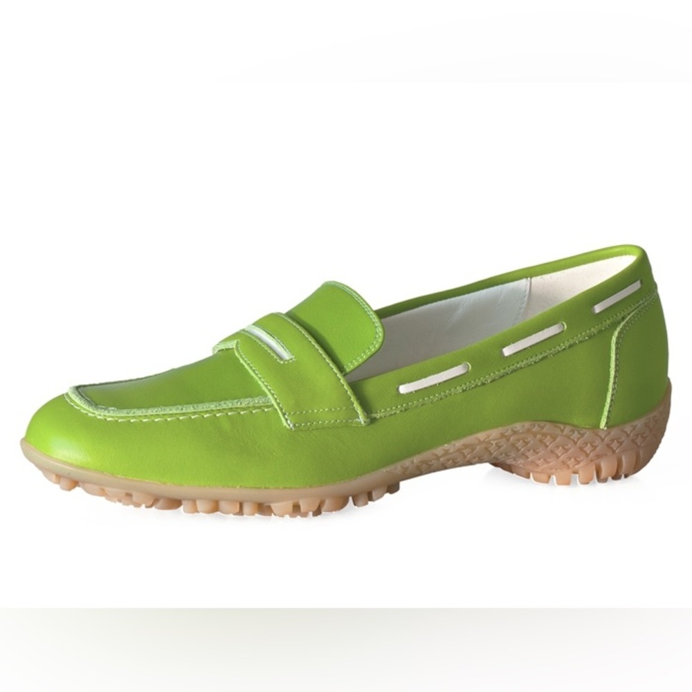 Walter Genuin Women’s Green Leather Golf Penny Loafers Shoes Size 37 EU